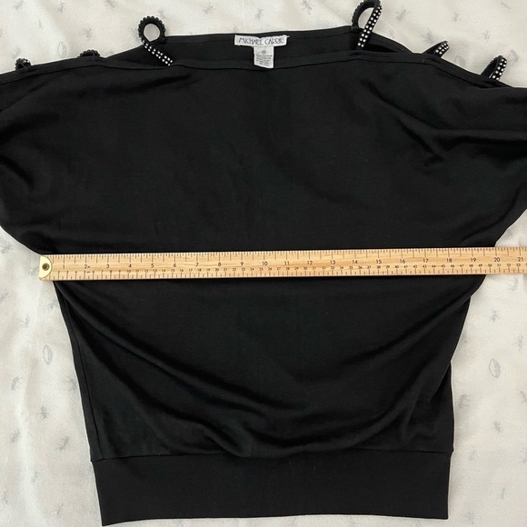 Vintage Michael Carrie Black Cutout Shoulder Blouse with Crystal Details-Medium - Picture 12 of 14